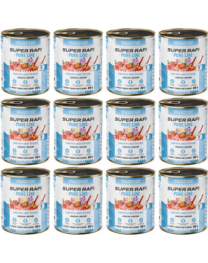 SUPER RAFI Pure Line Junior jehněčí s batáty 12x800g konzervy pro štěňata a mladé psy