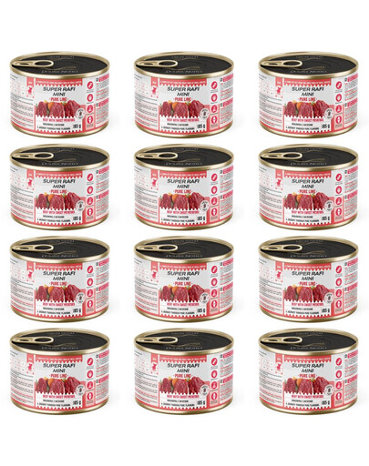 SUPER RAFI Mini Pure Line s hovězím masem a batáty 12x185g konzervy pro psy malých plemen