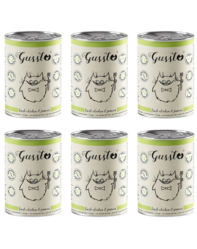 GUSSTO Cat Fresh Chicken Prawns mokré krmivo pro kočky kuře s krevetami 6x400 g