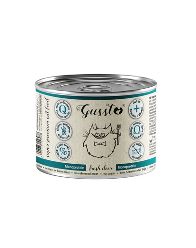 GUSSTO Fresh Deer 200 g monoproteinové mokré krmivo pro kočky