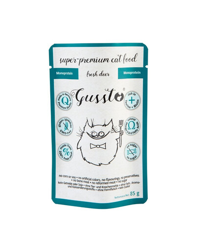 GUSSTO Fresh Deer 85g čerstvé jelení, monoproteinové mokré krmivo pro kočky