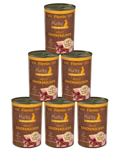 FITMIN Purity Adult Chicken with Liver 6x400 g kuřecí s játry konzervy pro psy