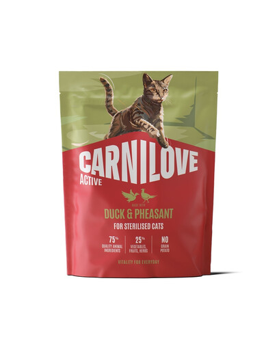 CARNILOVE Active Cat Duck and Pheasant Sterilised 400 g kachna a bažant, pro kastrované kočky