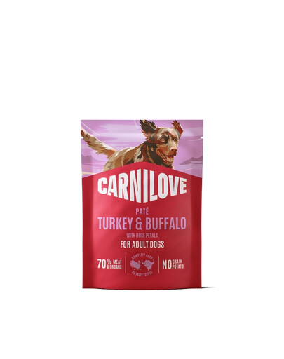 CARNILOVE Dog Pouch Turkey and Buffalo 300g paštika s krůtou a buvolím masem pro dospělé psy