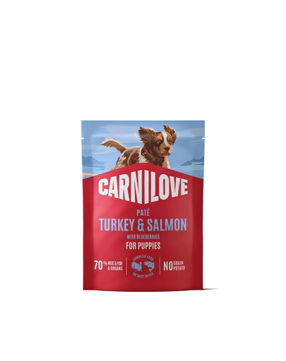 CARNILOVE Dog Pouch Turkey and Salmon Puppies 300g paštika krůta a losos pro štěňata