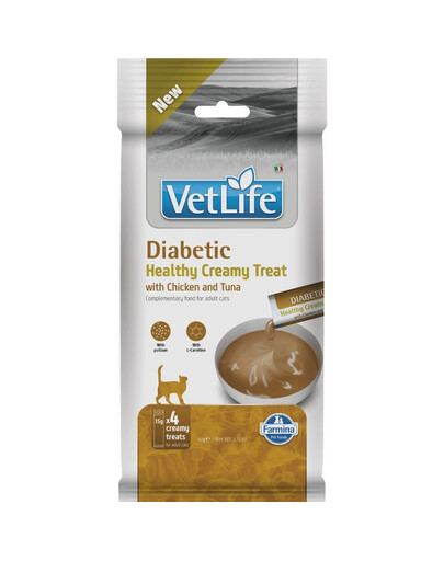 FARMINA Vet Life Cat Diabetic Creamy 60 g s kuřetem a tuňákem, krémová pochoutka pro kočky s cukrovkou