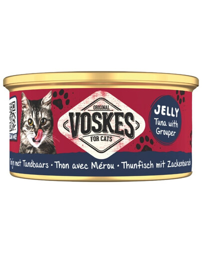 VOSKES Jelly Tuna with Grouper 85 g tuňák s grouprem v želé, doplňkové krmivo pro kočky