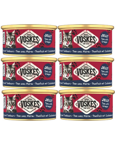 VOSKES Jelly Tuna with Grouper 6x85 g 100% tuňák s grouprem v želé, doplňkové krmivo pro kočky