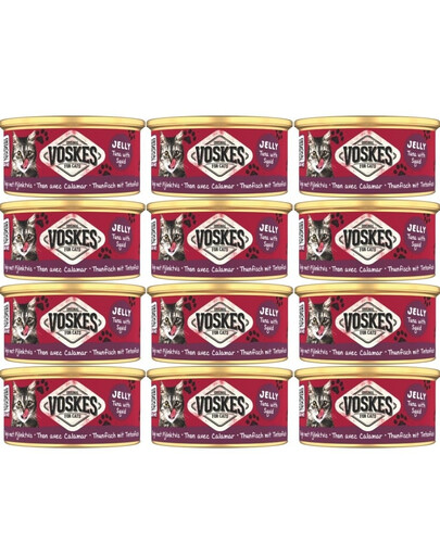 VOSKES Jelly Tuna with Squid 12x85 g 100% tuňák s chobotnicí v želé, doplňkové krmivo pro kočky