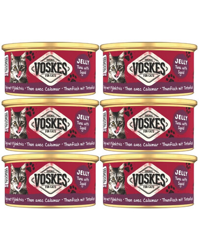 VOSKES Jelly Tuna with Squid 6x85 g 100% tuňák s chobotnicí v želé, doplňkové krmivo pro kočky