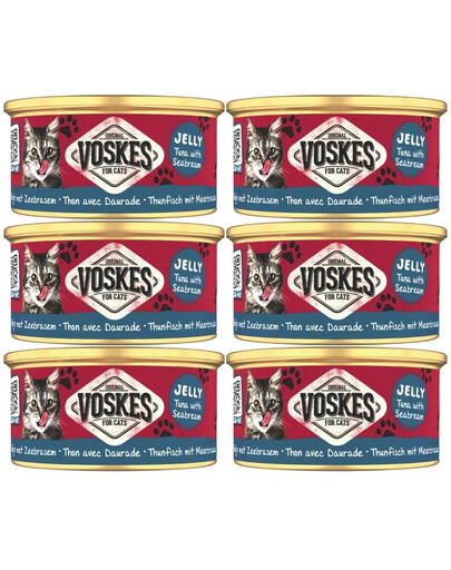 VOSKES Jelly Tuna with Seabream 6x85 g 100% tuňák s doradou v želé, doplňkové krmivo pro kočky