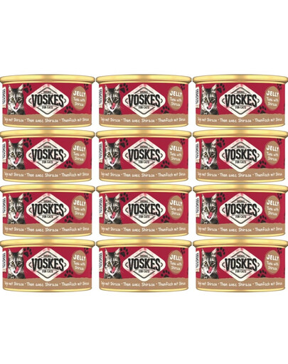 VOSKES Jelly Tuna with Shirasu 12x85 g 100% Tuňák s ančovičkami v želé, doplňkové krmivo pro kočky