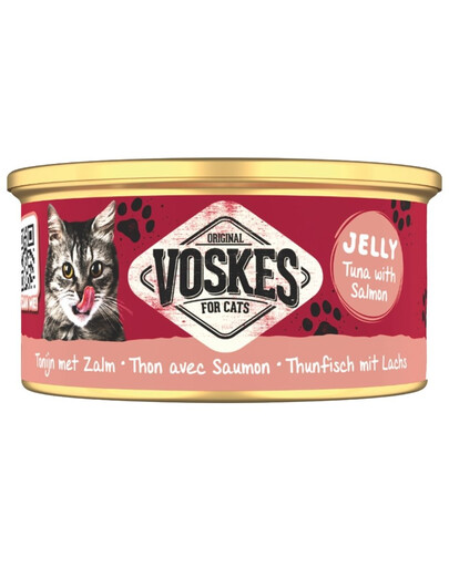 VOSKES Jelly Tuna with Salmon 85 g 100% tuňák s lososem v želé, doplňkové krmivo pro kočky