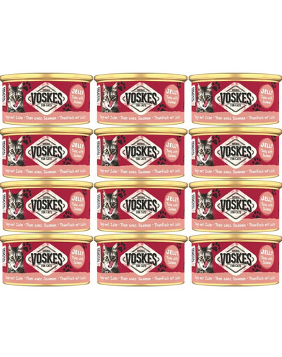 VOSKES Jelly Tuna with Salmon 12x85 g 100 % tuňák s lososem v želé, doplňkové krmivo pro kočky