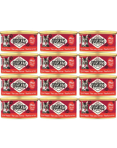 VOSKES Jelly Tuna with Pumpkin 12x85 g 100% tuňák s dýní v želé, doplňkové krmivo pro kočky