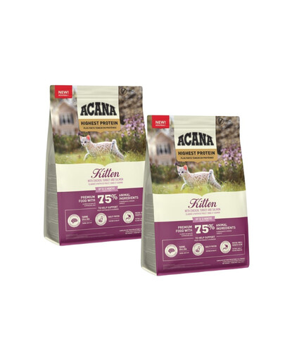 ACANA Highest Protein Kitten 2x1,8 kg s kuřecím masem, krůtím masem a lososem, pro všechna koťata