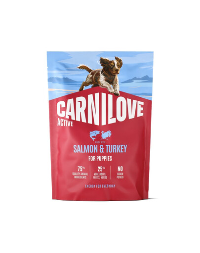 CARNILOVE Active Dog Salmon & Turkey Puppies 1,5 kg losos a krůta, pro dorůstající štěňata