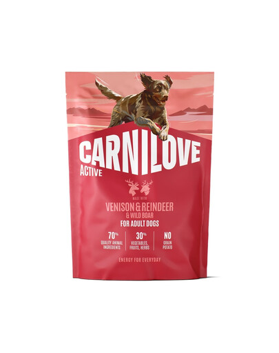 CARNILOVE Active Dog Venison and Reindeer Adult 1,5 kg jelenina, sob a divočák, pro dospělé psy
