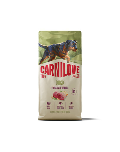 CARNILOVE True Fresh Dog Duck Adult Small Breeds 12 kg granule s čerstvou kachnou pro dospělé psy malých plemen