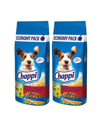 CHAPPI 27 kg krmivo pro psy s hovězím masem, drůbežím a zeleninou