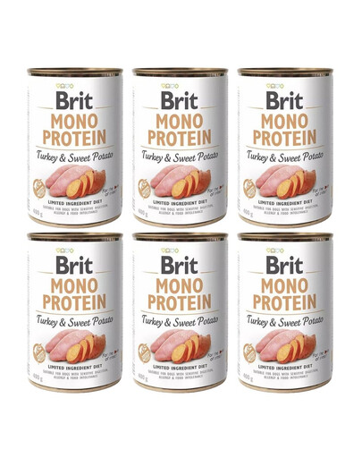 BRIT Mono Protein Turkey & Sweet Potato 6x400 g monoproteinové krmivo krůtí s batáty