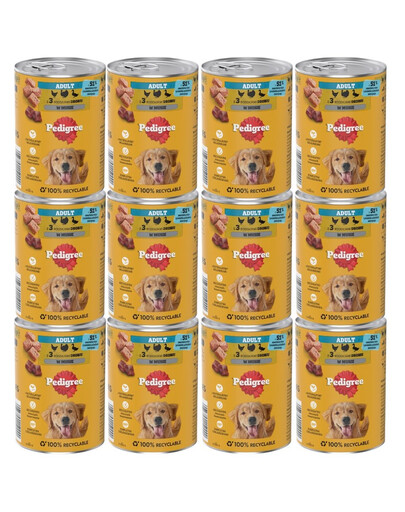 PEDIGREE Adult 12x400 g konzervy pro dospělé psy se 3 druhy drůbeže v omáčce