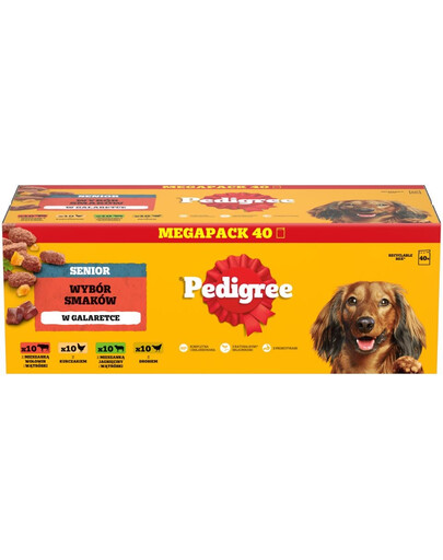 PEDIGREE Senior Výběr Chutí v Želé, 40 x 100 g mokrá strava pro starší psy