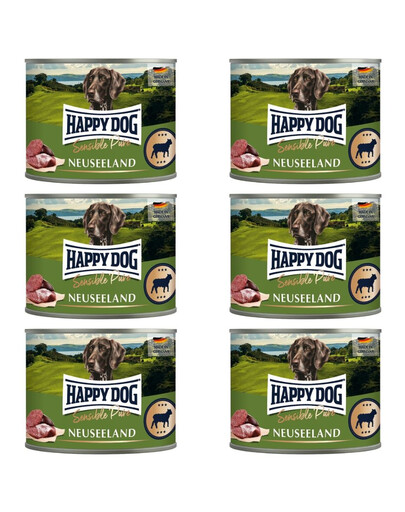 HAPPY DOG Sensible Pure Novozélandské jehněčí 6x200g mokré krmivo pro psy