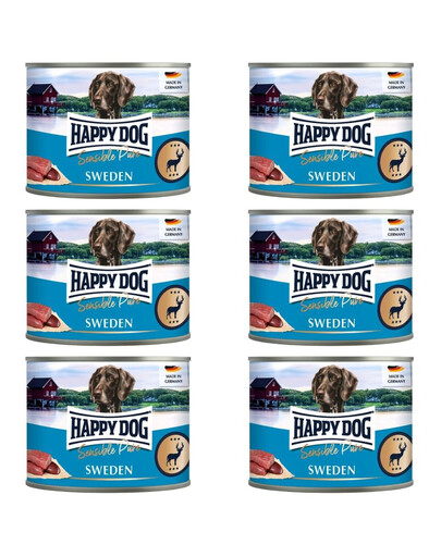 HAPPY DOG Sensible Pure Sweden Venison 6x200 g mokré krmivo pro psy