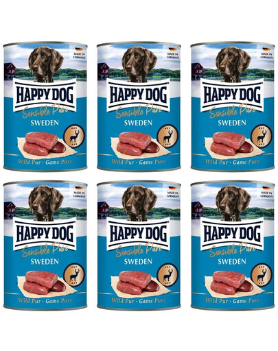 HAPPY DOG Sensible Pure Sweden Venison 6x400 g mokré krmivo pro psy