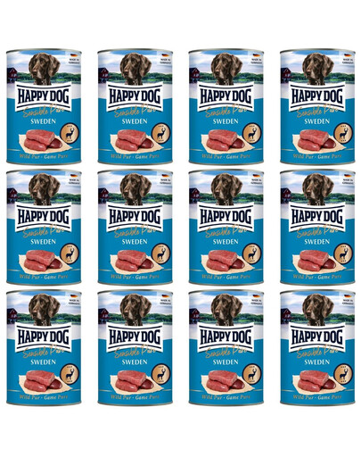 HAPPY DOG Sensible Pure Sweden Game 12x400 g mokré krmivo pro psy