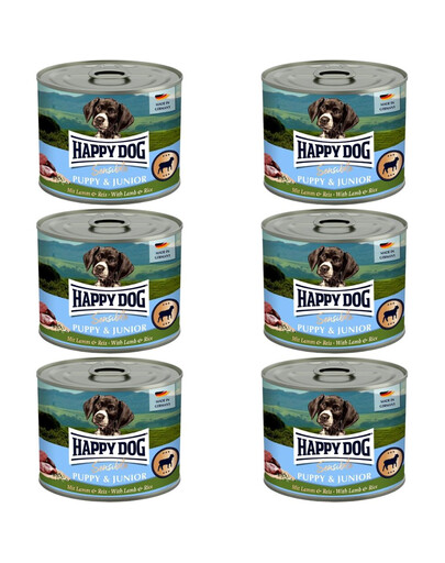 HAPPY DOG Sensible Puppy Junior Jehněčí a rýže 6x200 g konzervy pro štěňata a mladé psy