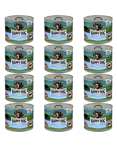 HAPPY DOG Sensible Puppy Junior Jehněčí a rýže 12x200 g konzervy pro štěňata a mladé psy