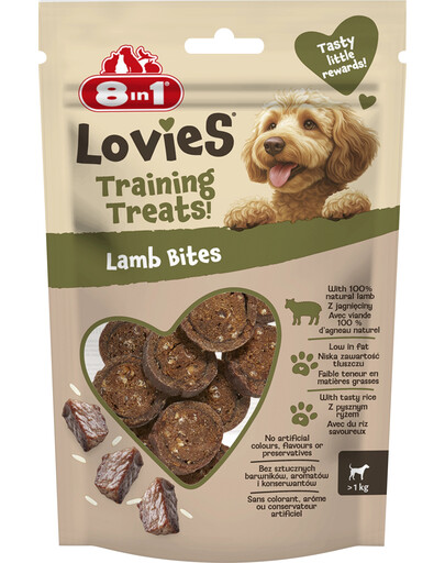 8IN1 Lovies Training Treats Lamb Bites 90g tréninková pochoutka pro psa s jehněčím masem a rýží