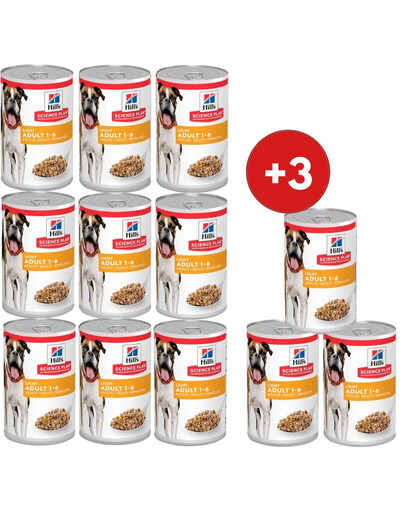 HILL'S Science Plan Canine Adult Light Chicken 9x370 g pro dospělé psy s nadváhou kuře + 3 konzervy ZDARMA!