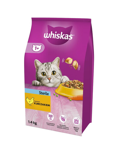 WHISKAS Sterile 6 x 1.4 kg krmivo s kuřecím masem pro sterilizované kočky