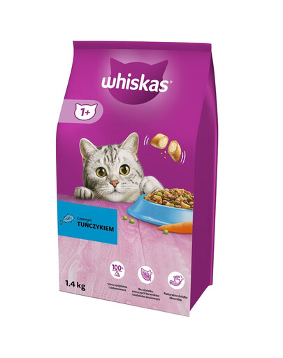 WHISKAS Adult 6 x 1,4 kg Kompletní krmivo pro dospělé kočky s lahodným tuňákem