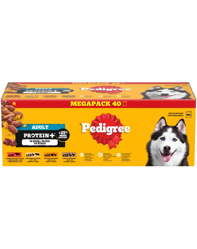 PEDIGREE Adult Protein+ v želé, 40 x 85 g mokrá strava pro dospělé psy