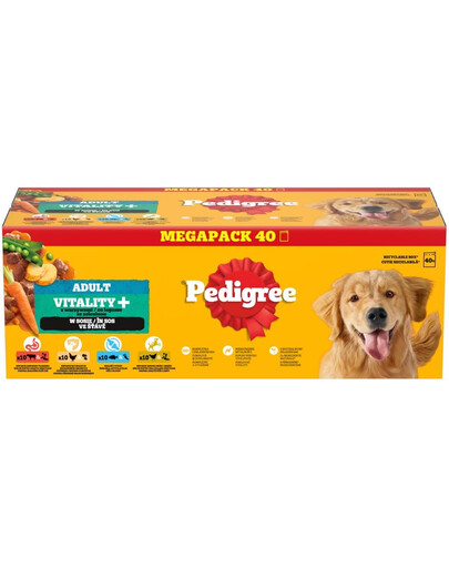 PEDIGREE Adult Vitality+ se zeleninou v omáčce, 40 x 85 g mokrá strava pro dospělé psy