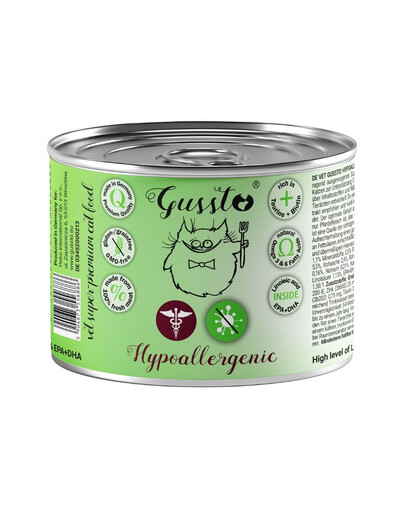 GUSSTO Vet Hypoallergenic 200 g dietetická konzerva pro kočky