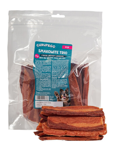 CHRUP&GO Lahodné trio s kachnou, králíkem a jehněčím 500 g pamlsek pro psa