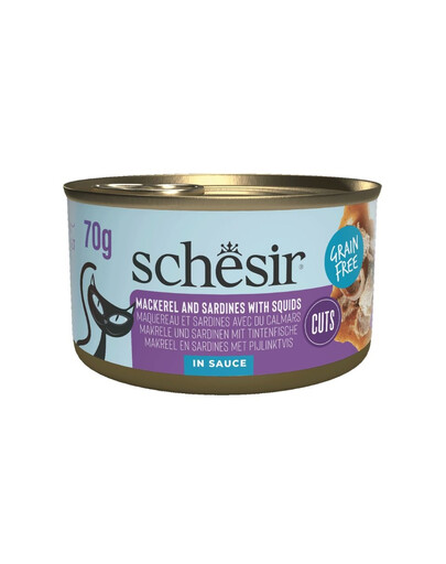 SCHESIR Grill Sardinky a makrela v omáčce 70 g mokré krmivo pro kočky