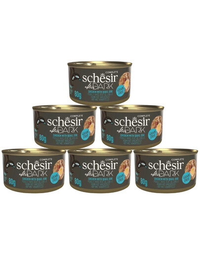 SCHESIR After Dark Kuřecí v bujónu s křepelčími vejci 6x80 g mokré krmivo pro kočky