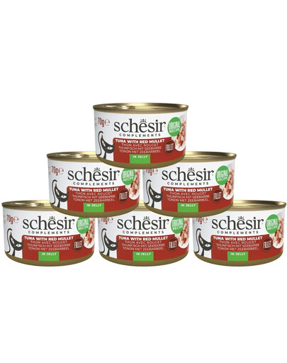 SCHESIR Complements Tuńczyk z barweną w galarecie 6x70 g karma mokra uzupełniająca dla kotów