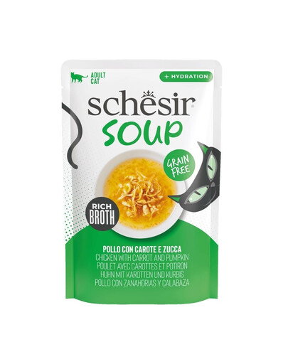 SCHESIR Soup Kuřecí s dýní 40 g doplňková polévka pro kočky