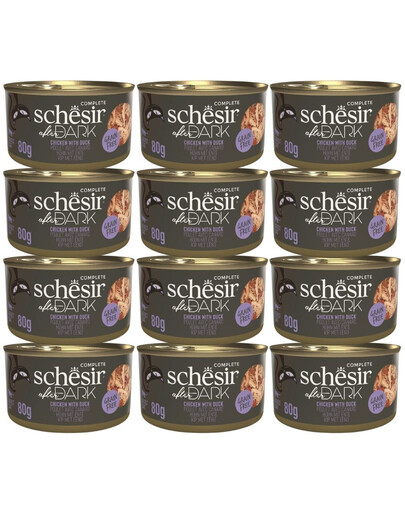 SCHESIR After Dark Kuřecí v kachním vývaru 12x80 g mokré krmivo pro kočky