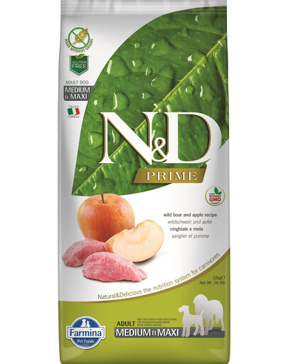 FARMINA N&D Boar & Apple Adult Medium & Maxi 2,5 kg krmivo pro psy středních a velkých plemen + FARMINA N&D Quinoa Dental Treat Flatulence Medium/Maxi 100 g (7 ks) ZDARMA!