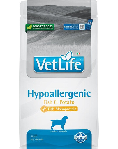 FARMINA Vet Life Hypoallergenic Fish & Potato 2 kg krmivo pro psy s alergií + FARMINA Vet Life Dental Treat Hypoallergenic Pork Mini 60 g (7 ks) ZDARMA!