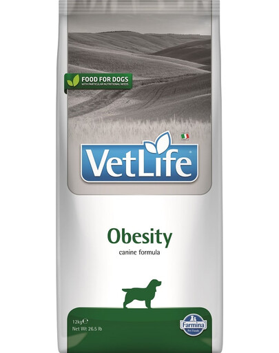 Krmivo FARMINA Vet Life Obesity Dog 12 kg pro psy s nadváhou + 3 x FARMINA Vet Life Dental Treat Obesity Mini 60 g (7 ks) ZDARMA!