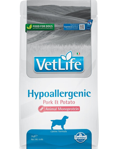 FARMINA VetLife Hypoallergenic Adult Pork dietní krmivo pro psy 2 kg + FARMINA Vet Life Dental Treat Hypoallergenic Fish Medium/Maxi 100 g (7 ks) ZDARMA!